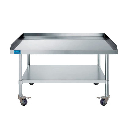 Stainless Steel Rolling Equipment Grill Table Stand | 24" x 36" Work Table with Undershelf & 4 Casters (2 with Brakes) | Heavy-Duty Mobile Prep Table for Commercial Use