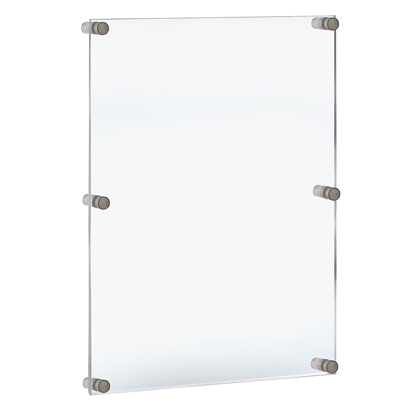 Azar Displays,105536, Floating Acrylic Wall Frame with Silver Hardware Stand Off Caps, Clear Hanging Photo Frame Display Mount with Frameless Border, Glass-Like Frame for Large Prints, 24" x 36"