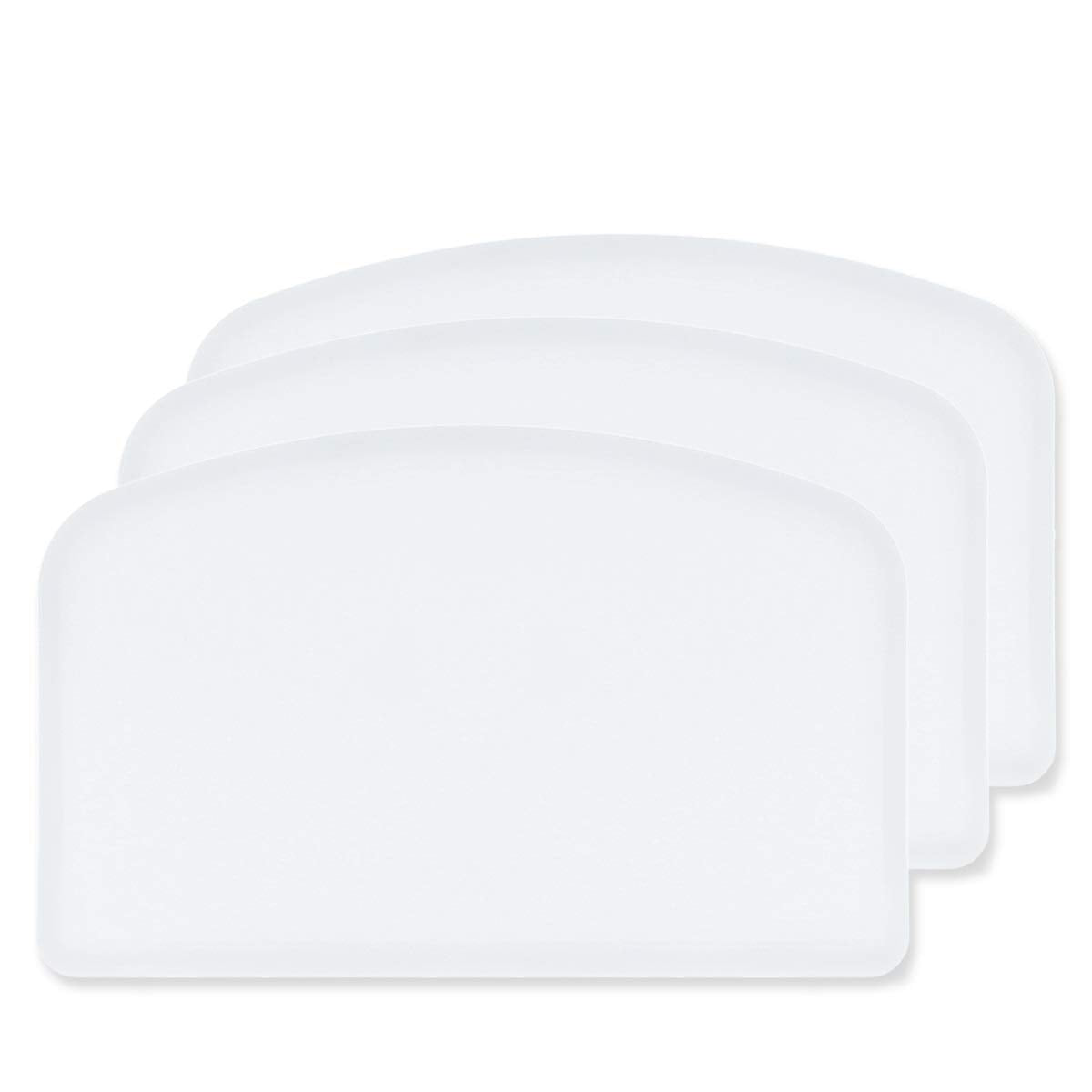 DOERDO Flexible Food Safe Plastic Dough Scraper,for Food Cutting and Cleaning,Multipurpose Food Scrappers(White,3PCS)