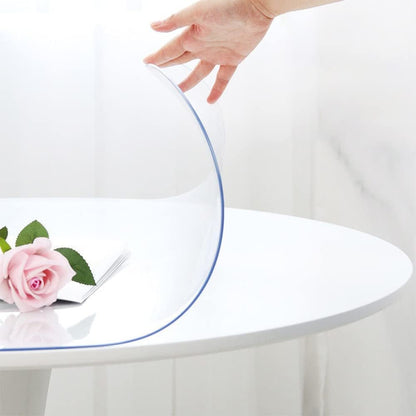 24 Inch Round Clear Dining Room Table Cover Easy Clean Waterproof Plastic Vinyl Table Cloth Protector Wood Furniture