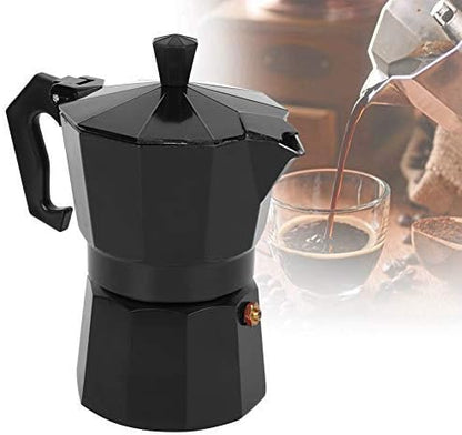 Stovetop Espresso Maker, Classic 6-Cup Capacity Aluminum Coffee Machine Moka Pot for Office Home Use, Black