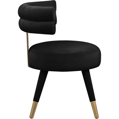 Meridian Furniture 747Black-C Fitzroy Collection Velvet Upholstered Dining Chair with Deep Channel Tufted Back, Set of 2, Black, 24.5" W x 22" D x 32.5" H