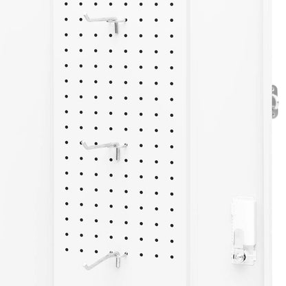 Makastle Freestanding Saddle Rack Stand Saddle Cabinet with Compartments and Lockable Doors, Indoor Home Living Room Saddle Locker Storage Tack Locker Furniture, White 20.9"x20.9"x55.1" Steel