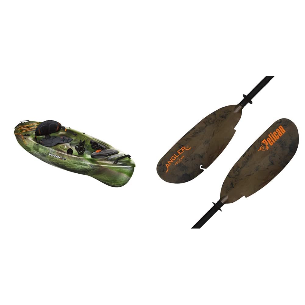 Pelican Basscreek 100XP Fishing Kayak Bundle with Paddle and Accessories