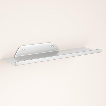 16") Floating Shelf for Wall, Off Center Metal Shelf for Decor, Modern Wall Shelf for Storage with Lip, Hanging Shelf