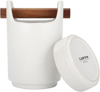 Kitchen Utensil Holder for Flatware, Silverware, Cutlery, Wood and Ceramic Countertop Caddy