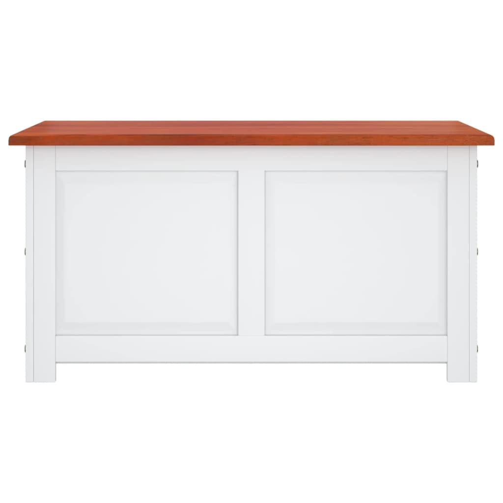 MNISDFL Brown and White Solid Acacia Wood Storage Chest with Gas Lift Lid, 43.3 x 21.7 x 22.4 in Retro Chic Design for Living Room Bedroom Hallway, Multi-Purpose Organizer