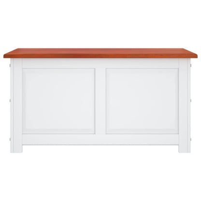 MNISDFL Brown and White Solid Acacia Wood Storage Chest with Gas Lift Lid, 43.3 x 21.7 x 22.4 in Retro Chic Design for Living Room Bedroom Hallway, Multi-Purpose Organizer