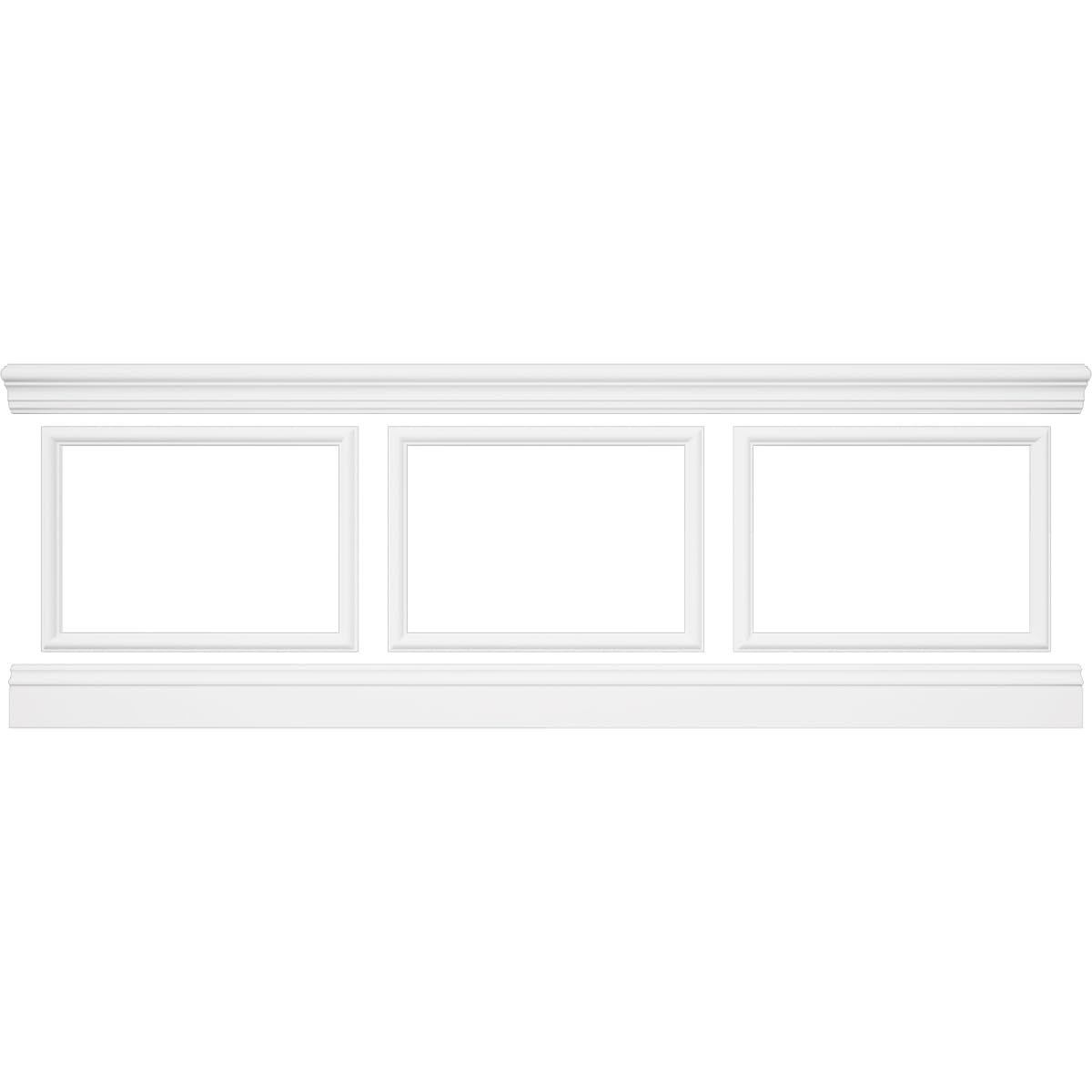 WPKUSQ101P032 94 1/2"L (Adjustable 32"H to 36"H) Ashford Square Panel Traditional Wainscot Paneling Kit