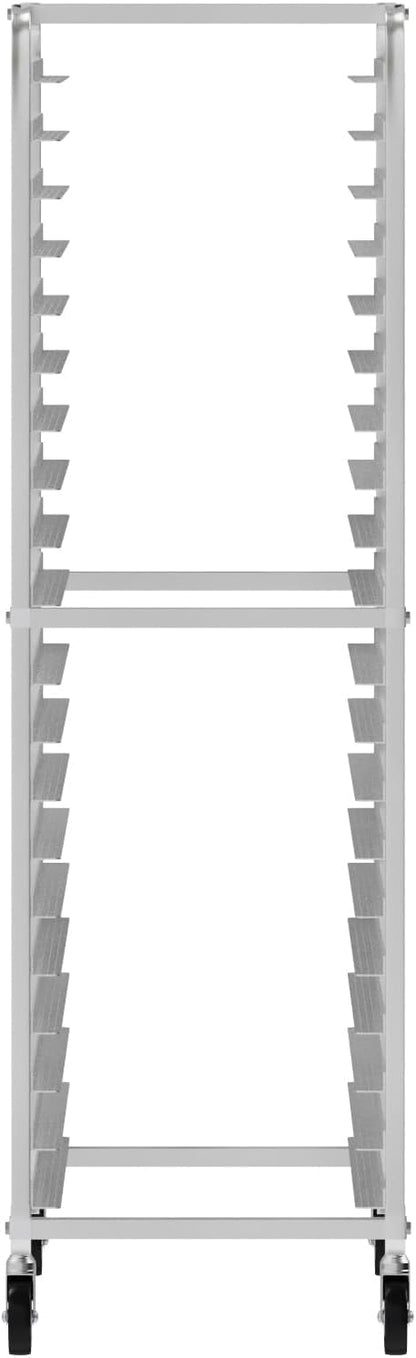 Express KitchQuip Commercial 20-Tier Bun Pan Baking Rack – NSF Certified Sheet Pan Rack with 2 Brake Wheels | Heavy Duty Aluminum Bakery Tray for Kitchen & Restaurant