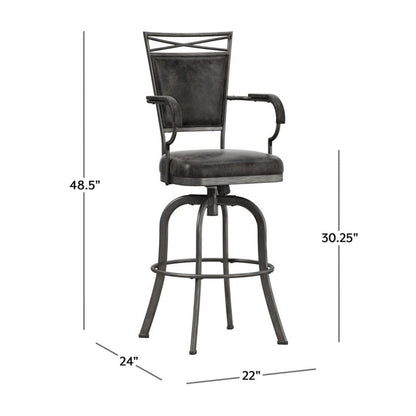 Hillsdale Bridgetown Metal Bar Height Swivel Stool, Pewter