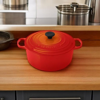 Le Creuset Enameled Cast Iron Dutch Oven - 7.25 Qt, Vibrant Flame Color for Perfect Cooking