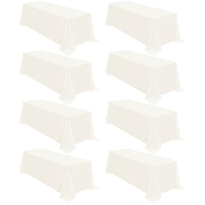 fani 8 Packs Tablecloth 90 x 156 Inch, Ivory Polyester Table-Cloth for 8ft Rectangle Tables, Stain and Wrinkle Resistant Washable Fabric Table Cover for Wedding Banquets Parties Buffet Dining