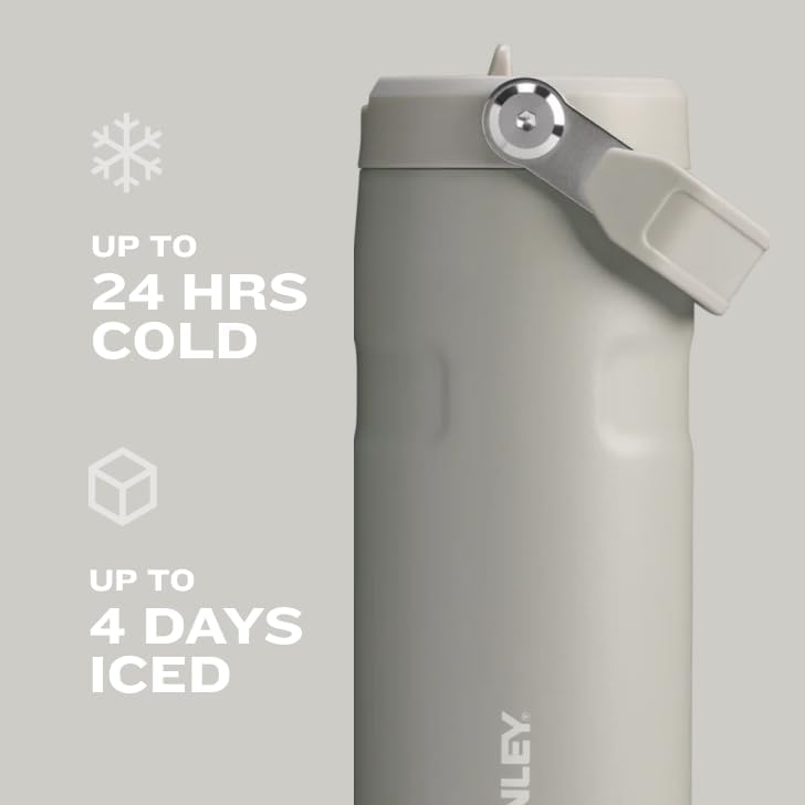 Stanley IceFlow 24 OZ Water Bottle - Insulated Stainless Steel with Built-In Straw | Lightweight & Leak-Resistant | Black