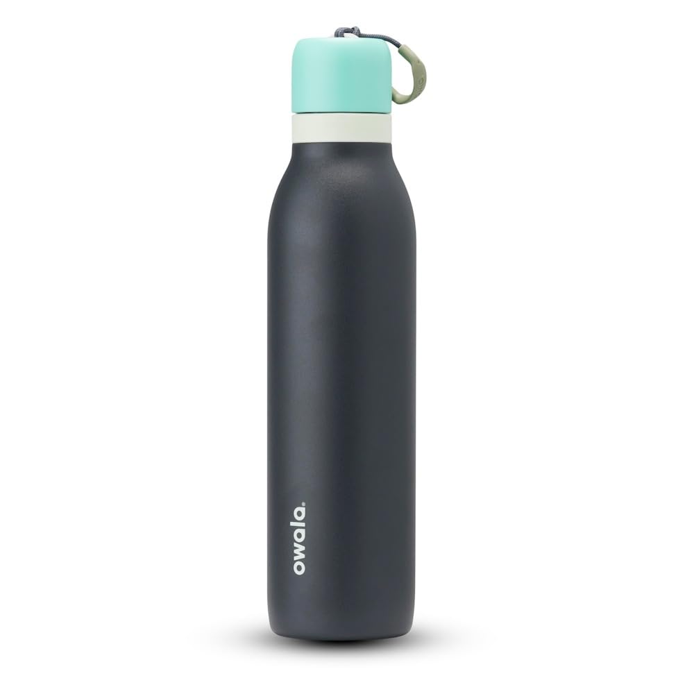 Owala FreeSip Twist Insulated Stainless Steel Water Bottle with Straw for Sports and Travel, BPA-Free, 24-oz, Blue/Grey (Foggy Tide)