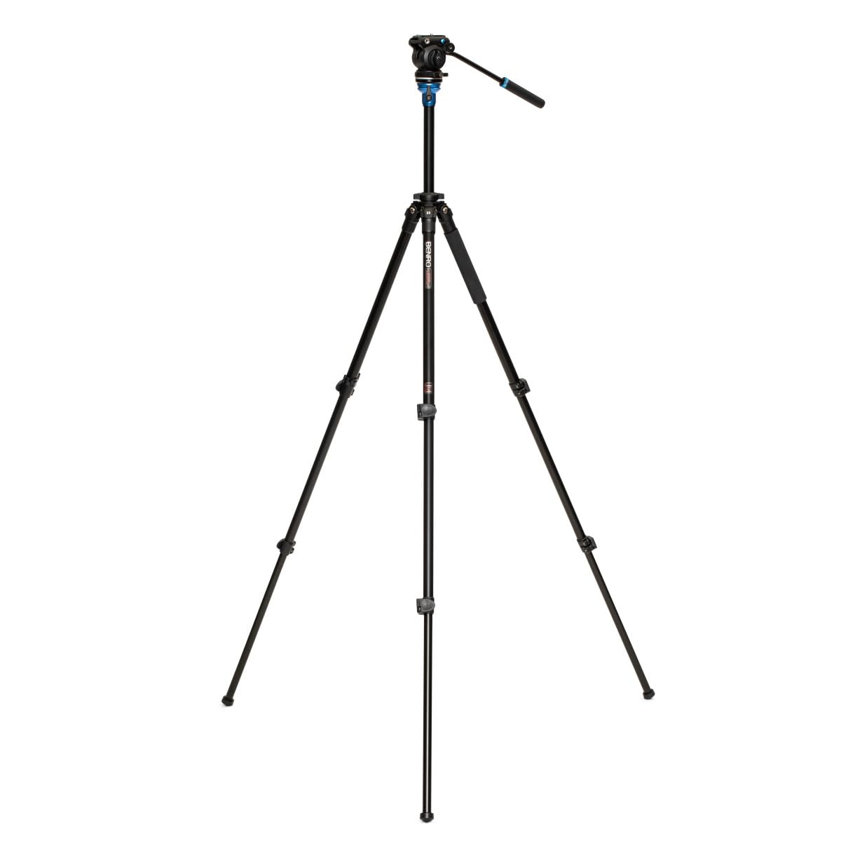 Benro A1573F Aluminum Tripod for Spotting Scopes, Binoculars, Outdoor Field Viewing, Leveling Base, Smooth Fluid Head w/Sliding QR Plate, Flip Locks, Case, Adjustable Legs, 62" Max Ht, 5.5lb Payload