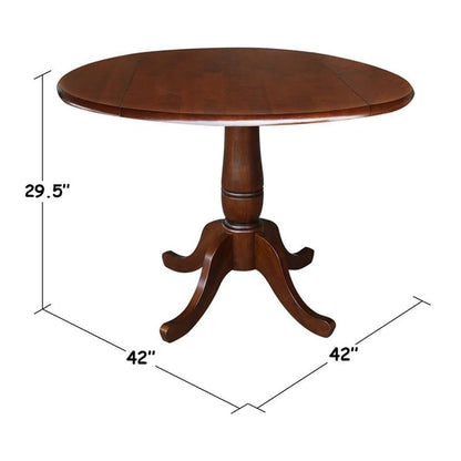 IC INTERNATIONAL CONCEPTS 42" Round Dual Drop Leaf Pedestal Table - 29.5" H Espresso