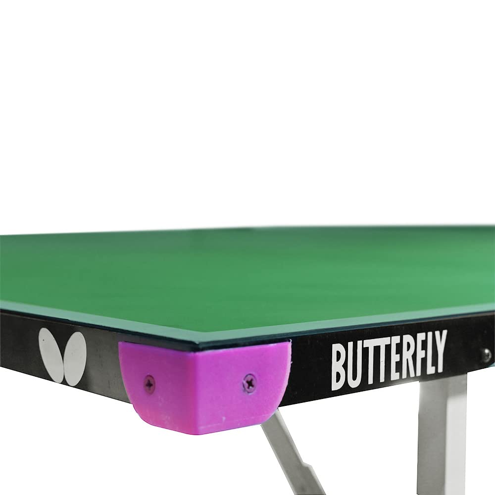 Butterfly Compact 16 Ping Pong Table | 3 Year Warranty Table Tennis Table | Ships Fully Assembled | Space Saver Ping Pong Table for Your Game Room | Ping Pong Net Set Included, Green, Full Size Table