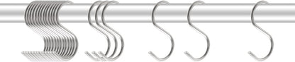 30pcs 2 Inch Silver S Shape Hooks, Heavy-Duty Hanging Hooks for Pot Pan Hanger, Kitchen Tools
