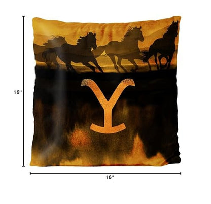 Northwest Yellowstone Velvet Pillow, 16" x 16", Wild Horses