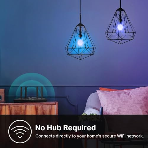 Kasa Smart Light Bulbs, Full Color Changing Dimmable Smart WiFi Bulbs Compatible with Alexa and Google Home, A19, 9W 800 Lumens,2.4Ghz only, No Hub Required, 4 Count (Pack of 1), Multicolor (KL125P4)