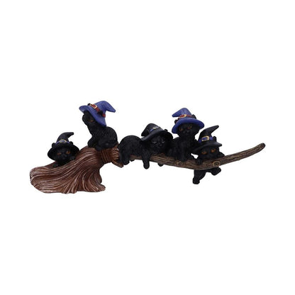 Nemesis Now Purrfect Broomstick Witches Familiar Black Cats and Broomstick Figurine,27.5cm