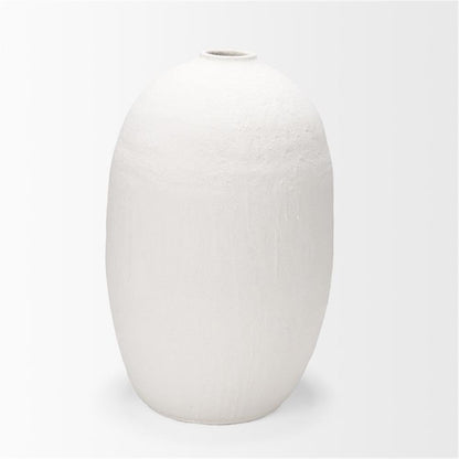 Pemberly Row Large White Textured Ceramic Vase, 19.8" L x 19.7" W x 31.9" H, Durable Handcrafted Design, Modern Contemporary Style Decorative Piece for Home Decor or Floral Arrangements
