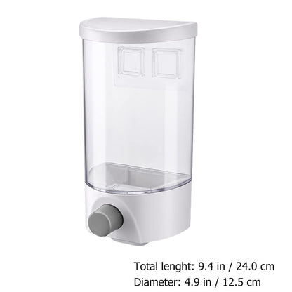 Kichvoe Wall Mounted Storage Jar with Press Button Portion Control Clear Airtight Food Dispenser Organizer for Rice Grains and Coarse Cereals 9.44X4.92X4.52In Space Saving Kitchen Storage