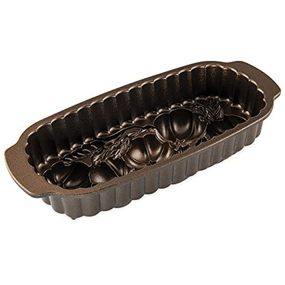 Nordic Ware 93448 Wheat & Pumpkin Cast Loaf Pan, 6 Cup Capacity, Bronze