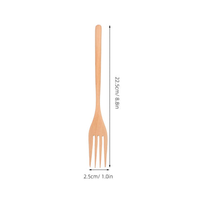 ROMISBABA Wooden Forks 22.5cm Wooden Cutlery for Eating Reusable Tasting Fork for Salad, Spaghetti, Grill, Fruit,Noodles Cooking Serving Utensil
