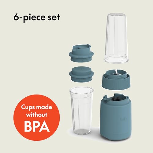 bella 6 Pcs Portable Rocket Blender, Juicer & Smoothie Maker, Press & Twist Design, EverGood™ & BPA Free Dishwasher Safe Parts, 4 Tip Stainless Steel Blade, Cord Wrap, 240 Watt Motor, Oatmilk