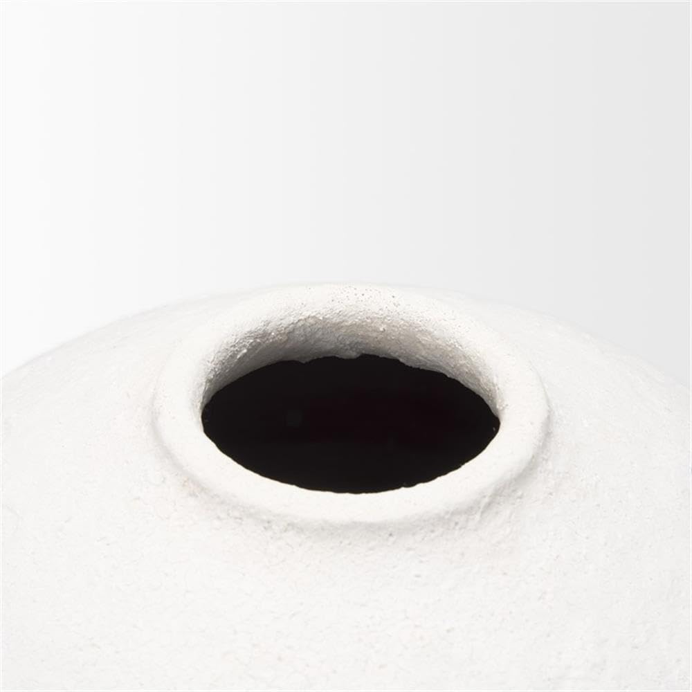 Pemberly Row Large White Textured Ceramic Vase, 19.8" L x 19.7" W x 31.9" H, Durable Handcrafted Design, Modern Contemporary Style Decorative Piece for Home Decor or Floral Arrangements