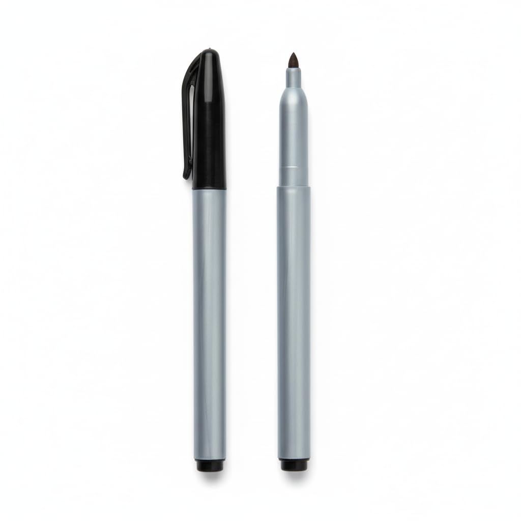 Cadie Permanent Freezer Marker Set of 2 – Waterproof Fast-Drying Black Ink Pens with Chisel Tip for Food Labeling, Fridge & Freezer Storage, Kitchen & Lab Use & General Organization.
