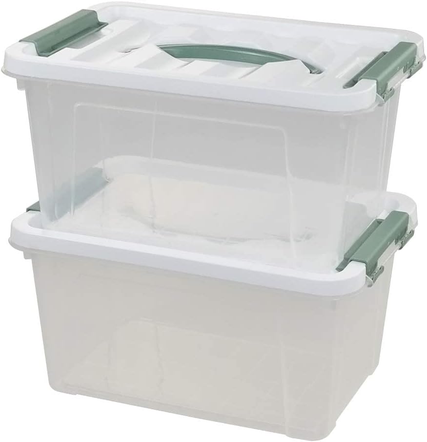 Pekky 6 Quart Storage Container Box with Handle, Latching Fresh Design, Small Toy Organizer Bin, 2-Packs