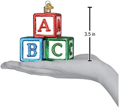 Old World Christmas ABC Blocks Blown Glass 2020 - Unique Christmas Ornaments for Tree Decorations