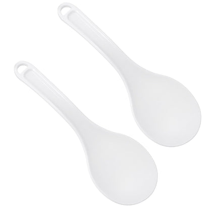 2 PCS Plastic Rice Spoon Paddle, Non Stick Hanging Rice Spatula, 7.67 Inch Heat Resistant Rice Cooker Serving Spoon for Kitchen Restaurant Grains (White)