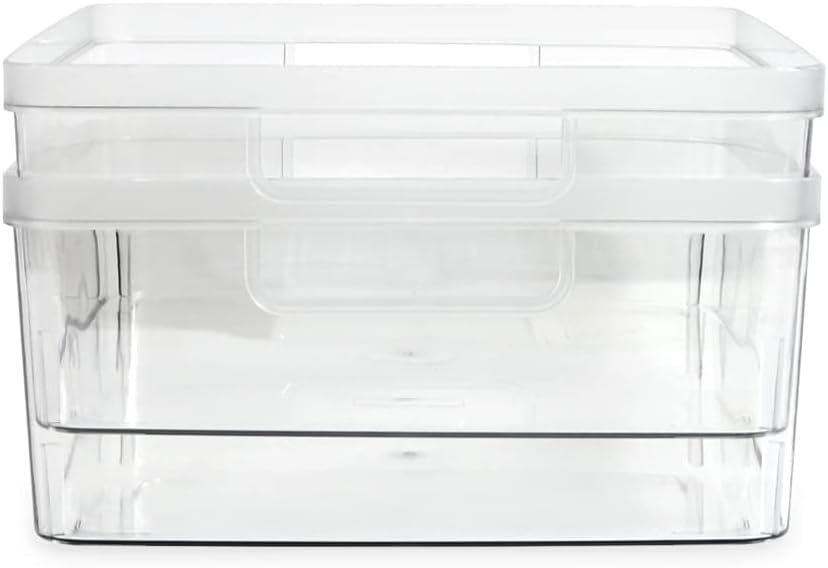 Isaac Jacobs 2-Pack Large Clear Storage Bins, Plastic Organizer for Home, Office, Kitchen, Bathroom, BPA Free