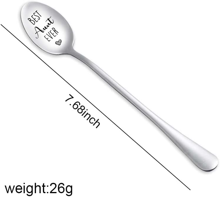 Birthday Gifts for Best Aunt Ever - Engraved Spoon for Hot Tea, Coffee, Cocoa, Great Aunt Appreciation Gift
