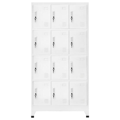 FWIKDUN Steel Cabinet Locker with 12 Spacious Compartments, Industrial Grey Rectangular Storage Unit for Office and Gym Organization