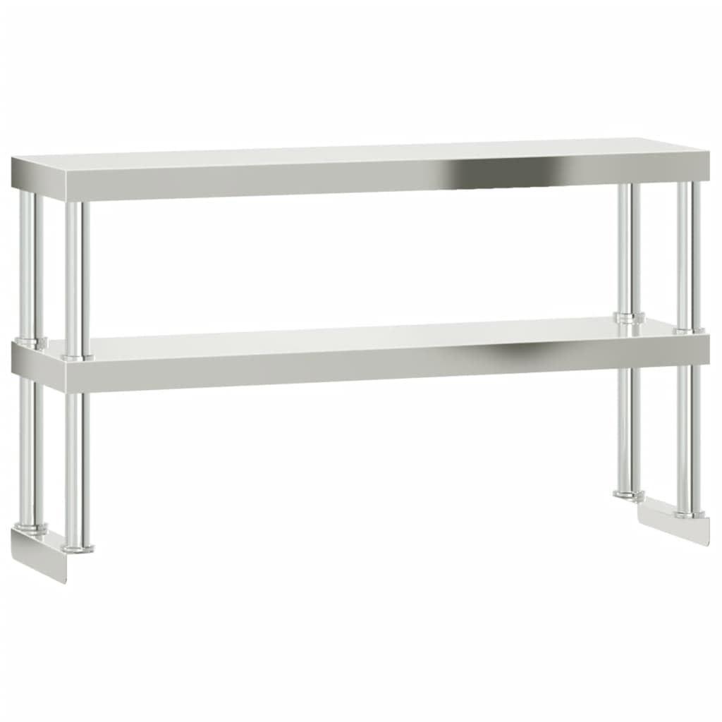 ZXQVLMRS Stainless Steel Kitchen Prep Table with Overshelf, Rolling Work Station with Wheels, Commercial Food Preparation Table for Restaurant Home Catering 43.3 x 21.7 x 59.1 Inches