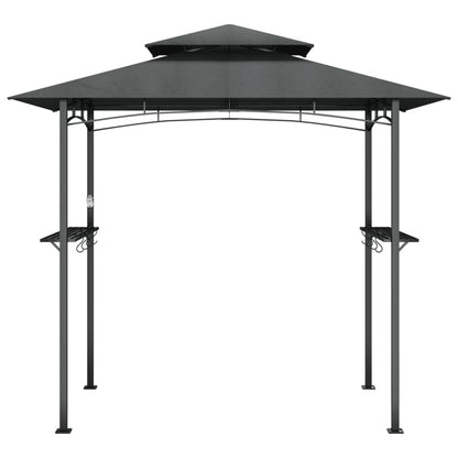 Xhnifbn Anthracite Steel BBQ Gazebo 94.5 x 94.5 x 95.7 in Powder-Coated Frame Double-Tier Roof Outdoor Canopy for Backyard Grilling, Family Reunion, Patio Party