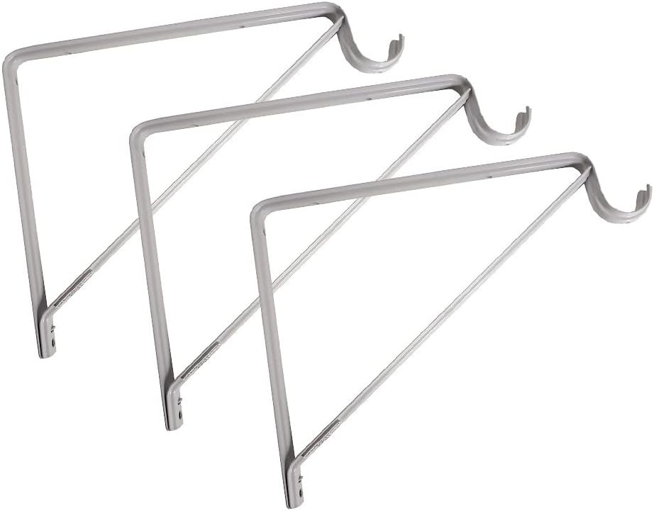 Design House 182725 Steel Shelf Rod Bracket for Closet Storage Shelf, Pack of 3, White