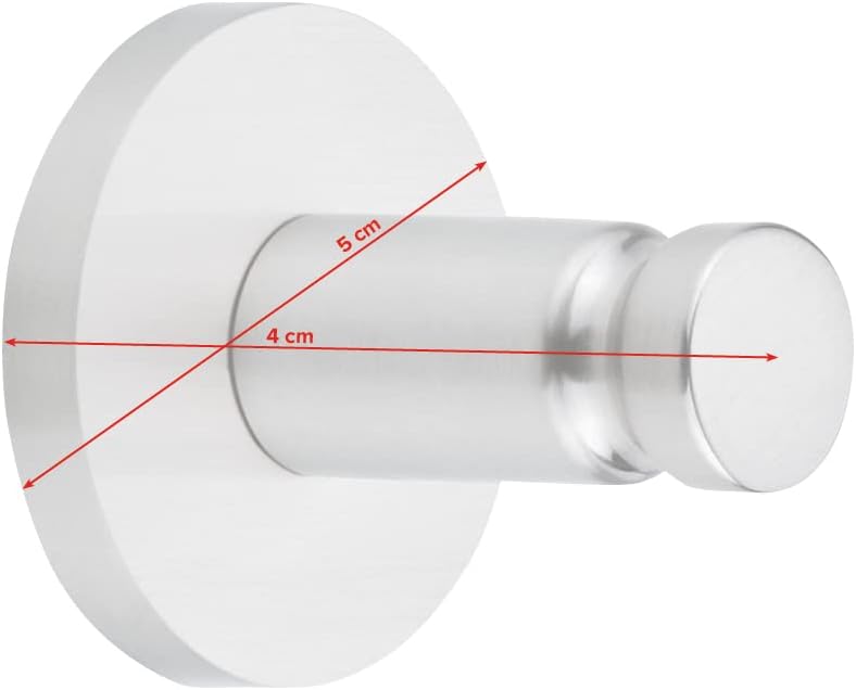 tesa Moon Bathroom Hook, No Drill Chromed Metal Self-Adhesive Hook, Waterproof, Round Design