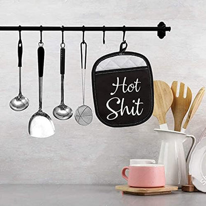 Funny Oven Pads Pot Holder with Pocket, Hot Shit Humor Gift for Baker