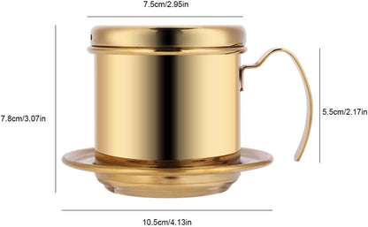 Stainless Steel Vietnamese Coffee Maker Filters, Drip Coffee Filter Pot, Single Serving Cup for Coffee Lovers
