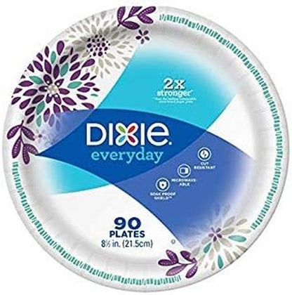 Dixie Everyday Paper Plates Bundle - Large 10 1/16" (86 Ct) & Small 8 1/2" (90 Ct) | Durable & Stylish
