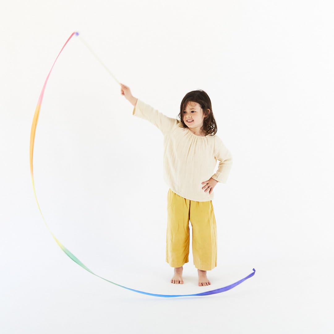Sarah's Silks Rainbow Streamer - 8' Long Twirling Ribbon Wand for Kids | Montessori and Waldorf Toys