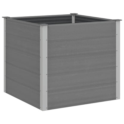 Tmriohed Grey WPC Garden Raised Bed 39.4 x 39.4 x 35.8 in Square Outdoor Planter Box, Wood-Plastic Composite & Aluminum Frame, Large Planter for Patio Balcony Deck Yard
