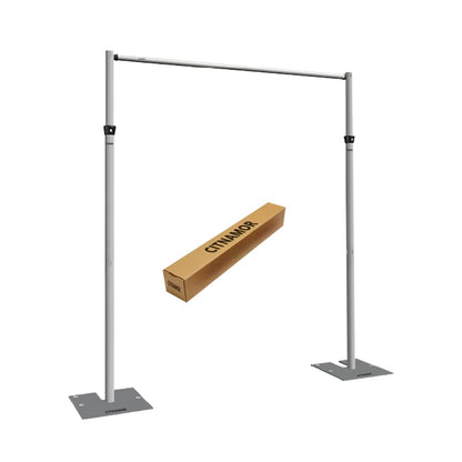 Pipe and Drape Adjustable Uprights, Crossbars,Bases & Hangers - Drape Systems for Backdrops, Trade Shows, Events, Photo Booths and Decorations by CITNAMOR (10' Tall x 10' Wide Kit)