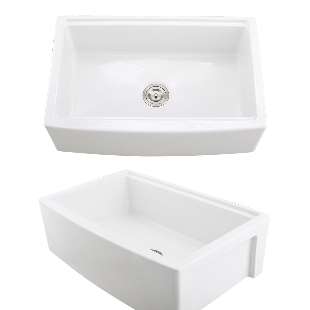 33 Inch White Farmhouse Sink Workstation-VASOYO 33 x 21 Apron Front Farm Sink White Fireclay Farmhouse Kitchen Sinks Workstation Single Bowl Deep Kitchen Sinks Undermount with Cutting Board